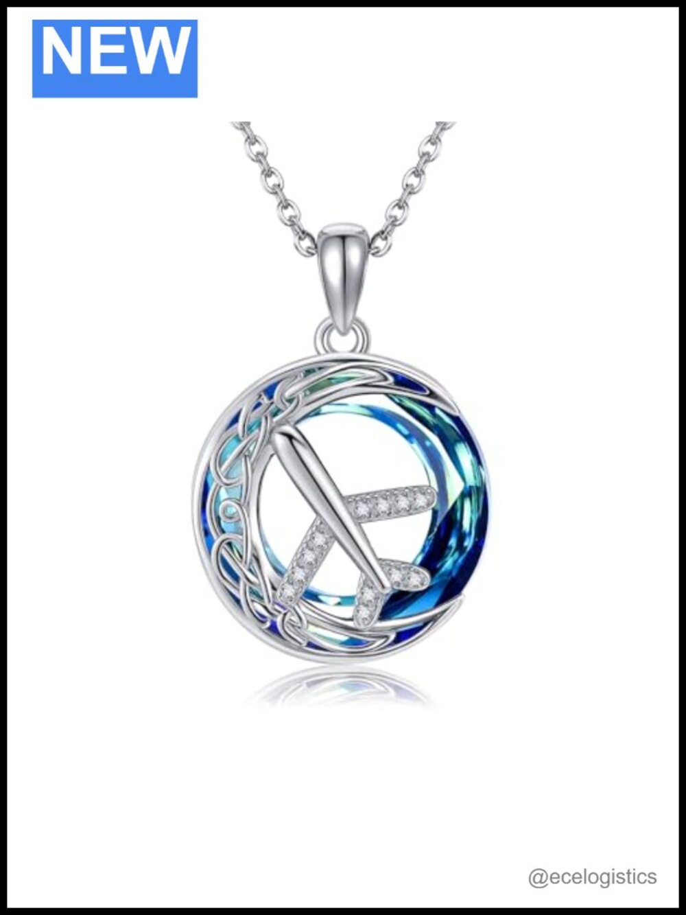 Sterling Silver Airplane Pendant Necklace Flight Attendant Jewelry